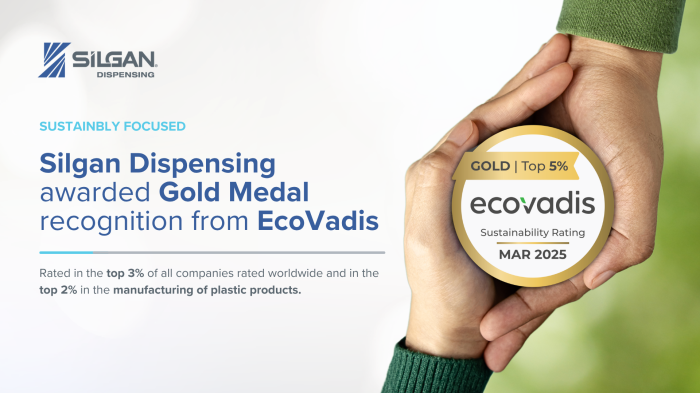 Silgan Dispensing Earns EcoVadis Gold Medal, Ranking in the Top 3% of All Rated Companies